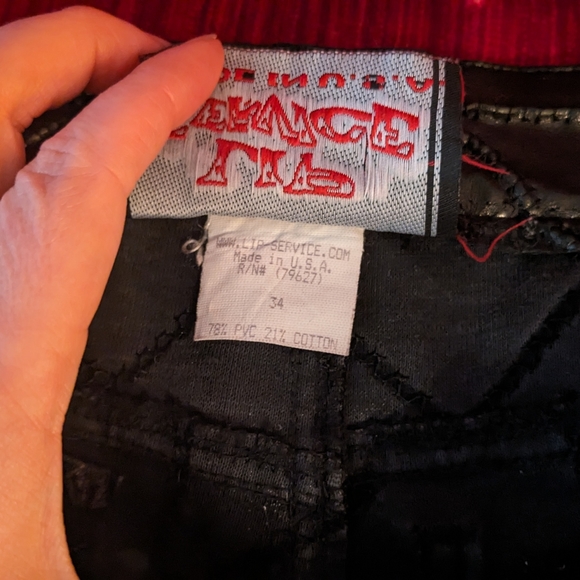 Vintage Lip Service Sex in the Saddle patchwork low rise bootcut PVC pants - 34 - Picture 9 of 15
